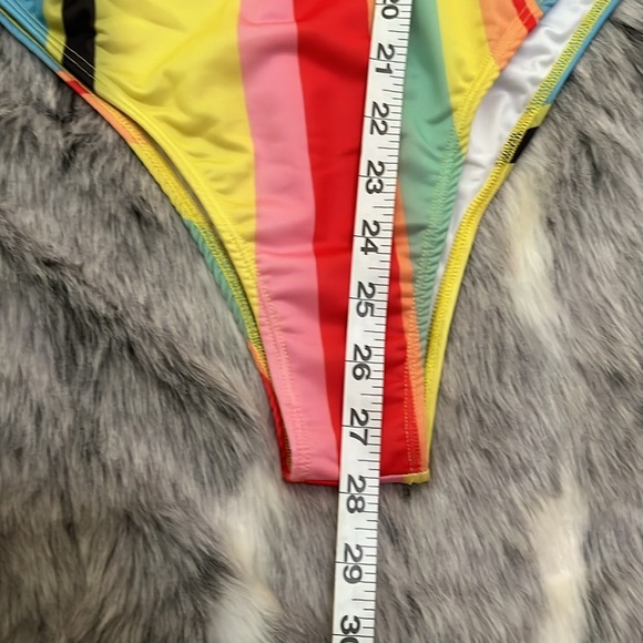 Zara stripped multicolored low back one piece swimsuit bathing suit 🩱 sz small s - Picture 6 of 8